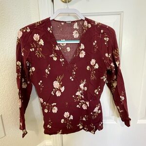 Old Navy Burgundy Floral Blouse
